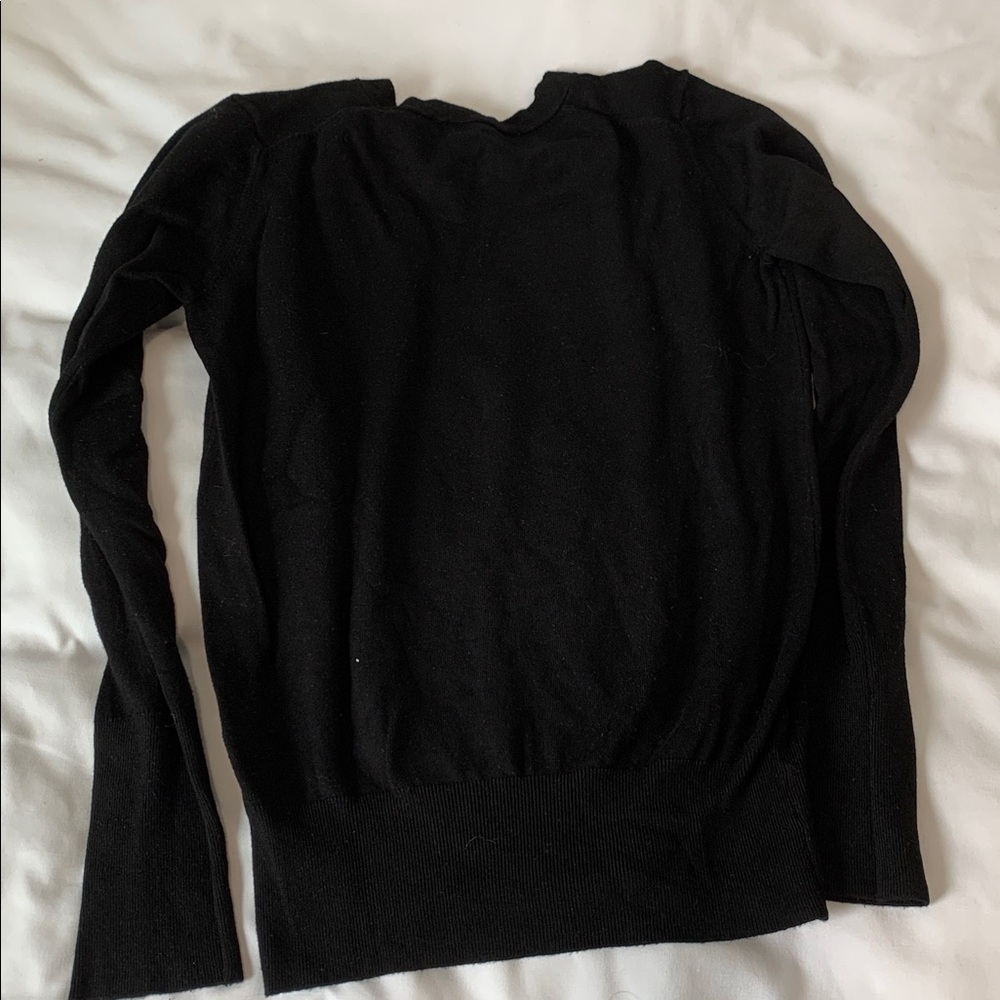 Zara Black Crewneck Sweater with Gold Button Detail - Picture 4 of 4